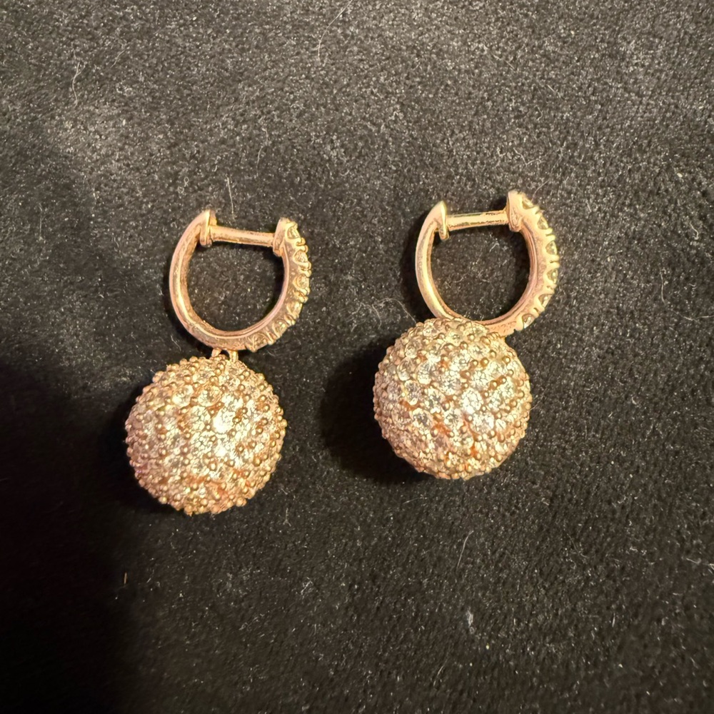 Sterling Silver Rose Gold Plated and CZ Ball Earrings